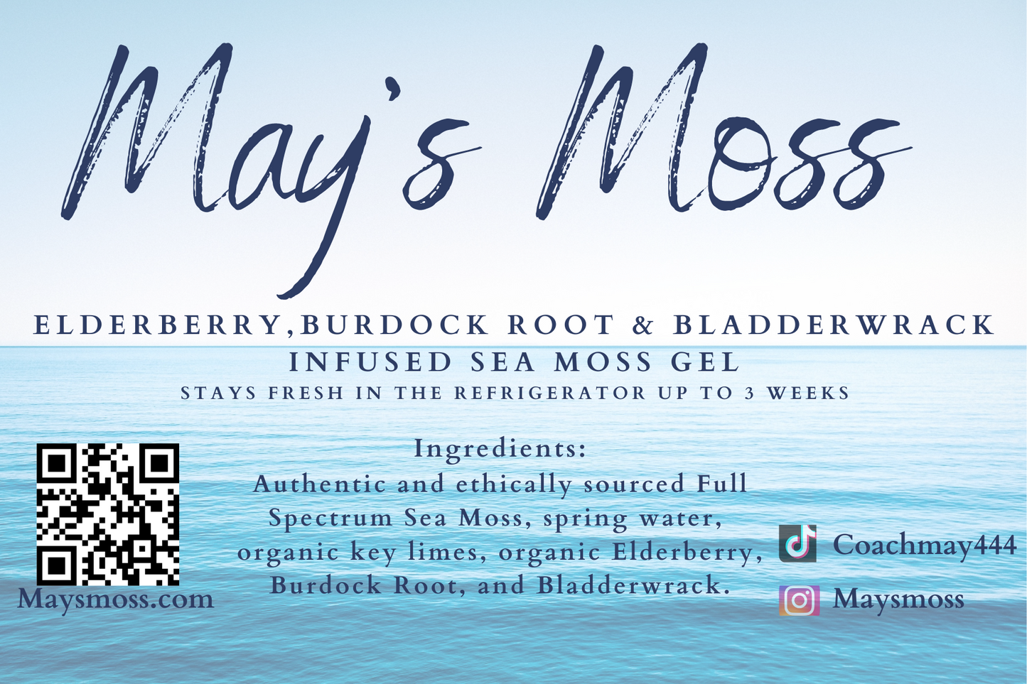 Organic Sea Moss Gel (Elderberry, Burdock Root and Bladderwrack)